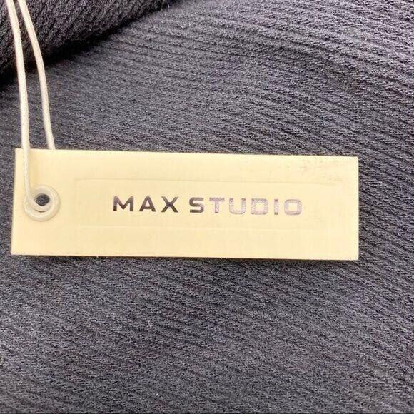 Max Studio Womens Top L‎ Black Mock Neck Button Sleeve Minimalist Quiet Luxury - Picture 9 of 12